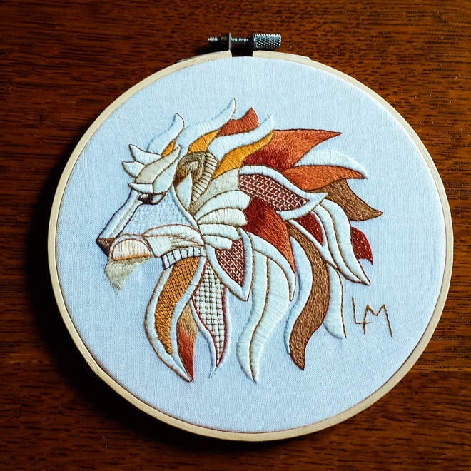 embroidered lion